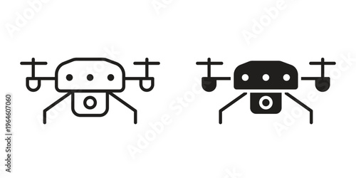 Drone icons Black symbol on transparent background. EPS10