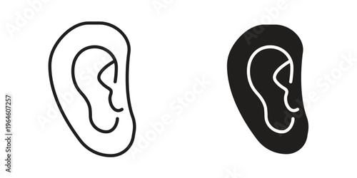 Ear icons Black symbol on transparent background. EPS10