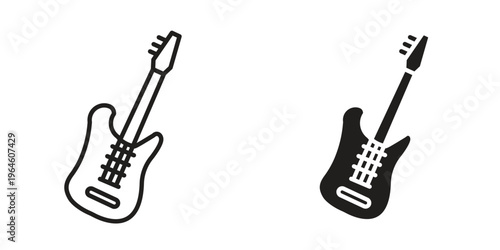 Electric Guitar icons Black symbol on transparent background. EPS10