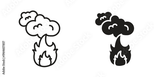 Fire smoke icons Black symbol on transparent background. EPS10