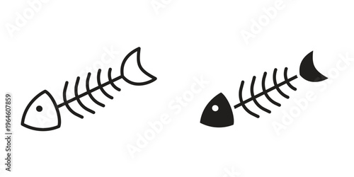 Fish bones icons Black symbol on transparent background. EPS10