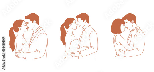 Couple illustrations for decorating wedding invitations. Two elegant couples ballroom style ideal for wedding invitations, event posters, or dance-themed vector