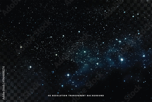 A stunning starry night sky with a transparent background