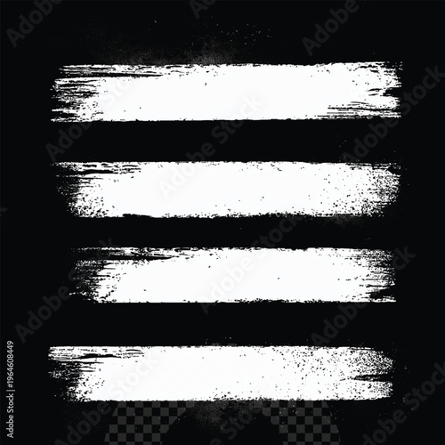 White brush strokes isolated on black background for design