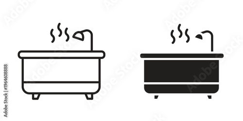 Hot tub icons Black symbol on transparent background. EPS10