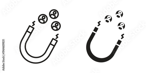 Magnet user icons Black symbol on transparent background. EPS10