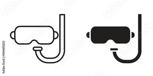 Mask snorkel icons Black symbol on transparent background. EPS10