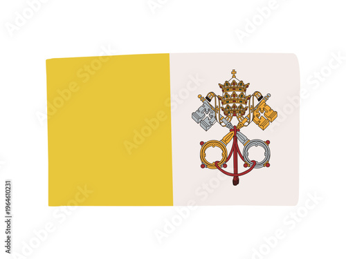 かわいいバチカンの国旗アイコン 手描きタッチの旗イラスト