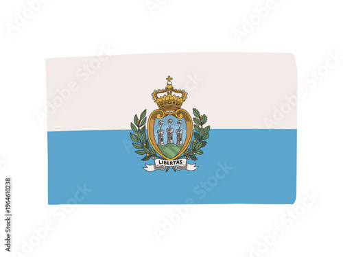 かわいいサンマリノの国旗アイコン 手描きタッチの旗イラスト