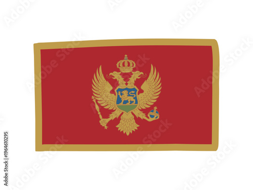 かわいいモンテネグロの国旗アイコン 手描きタッチの旗イラスト