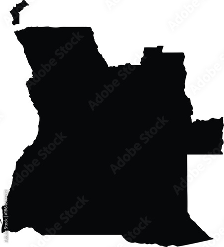 Angola map in black vector illustration on white background
