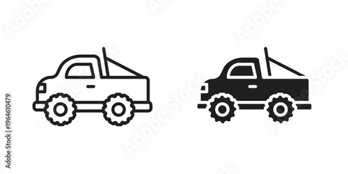 Monster truck icons Black symbol on transparent background. EPS10
