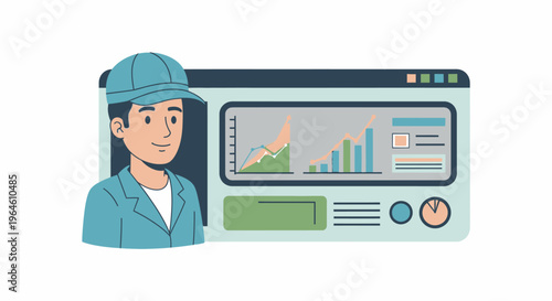 Business Data Analysis & Growth Dashboard with Professional Analyst Illustration