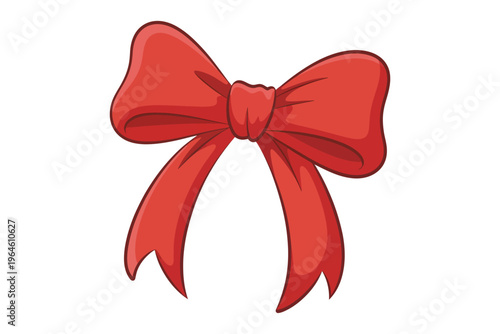 A vibrant digitally illustrated red bow with shaded details and a cartoon style perfect for designs on transparent background high-quality professional detailed.