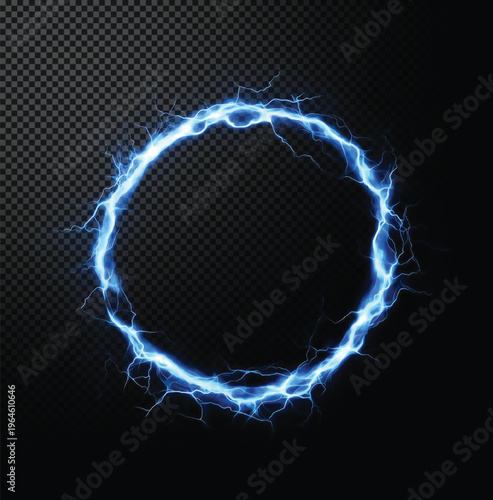 A blue lightning bolt circle isolated on transparent background