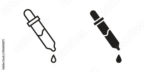 Eye dropper half icons vector silhouette set. thin line icon pack.
