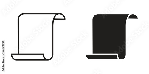 Paper Scroll icons Black symbol on transparent background. EPS10