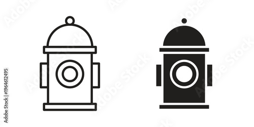 Fire hydrant icons vector silhouette set. thin line icon pack.