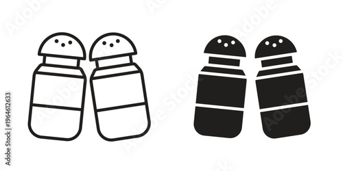Salt pepper icons Black symbol on transparent background. EPS10