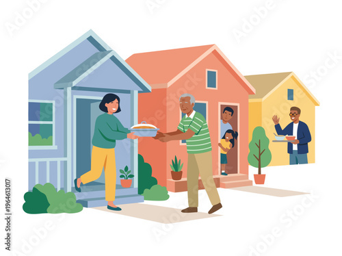 Community food sharing between neighbors during a pandemic.