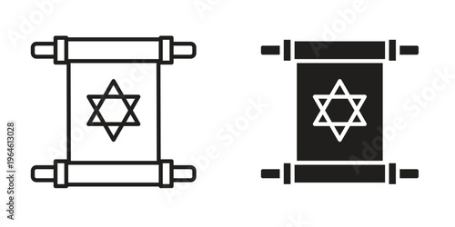 Scroll Torah icons Black symbol on transparent background. EPS10
