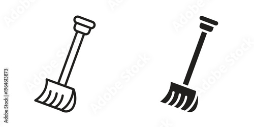 Snow shovel icons Black symbol on transparent background. EPS10