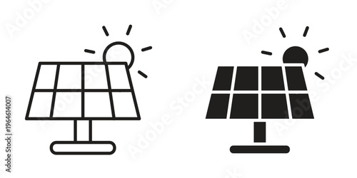 Solar panel icons Black symbol on transparent background. EPS10