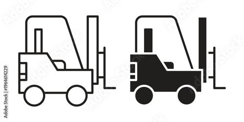 Forklift icons vector silhouette set. thin line icon pack.