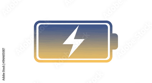 Battery symbol with lightning bolt charge indicator indicating power level status and energy usage concept for electronic devices and technology related applications abstract illustration.