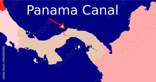 Outline of Panama Canal on Map Vector File ai Reusable