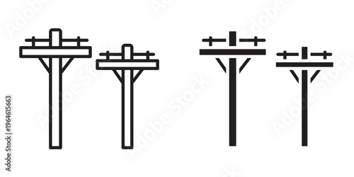 Utility pole icons Black symbol on transparent background. EPS10