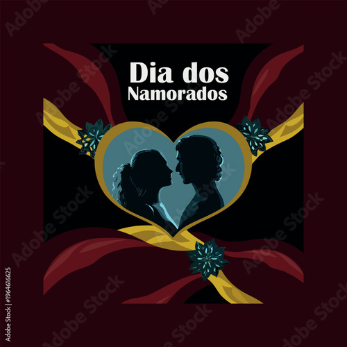 A heart with two people and a ribbon