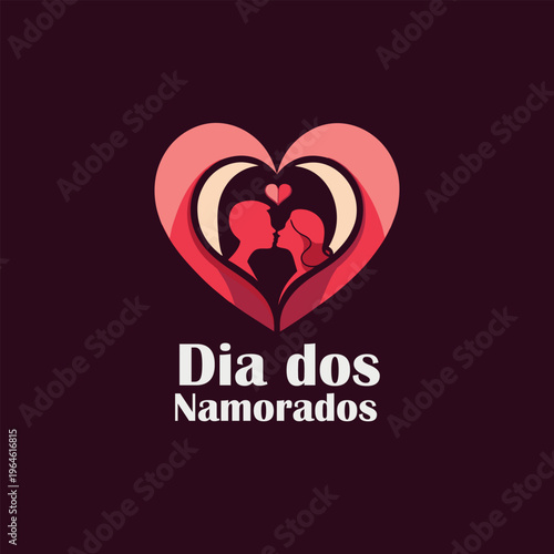 A heart with a couple inside on lovers day