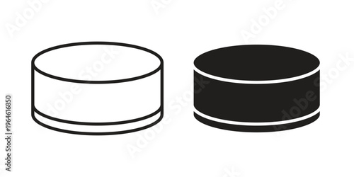 Hockey puck icons vector silhouette set. thin line icon pack.