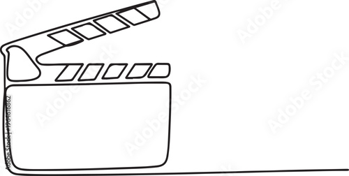 Continuous one line drawing of Film Clapper, Clapper board continuous one line drawing. Movie scene episode production concept. One line draw graphic design vector