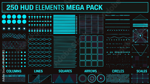 Neon hud elements mega pack a collection of digital interface graphics