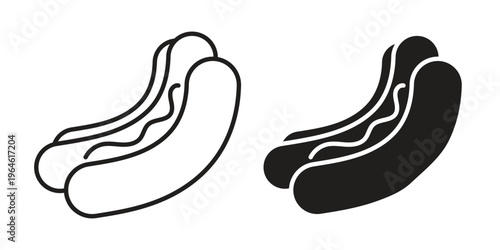 Hotdog icons vector silhouette set. thin line icon pack.