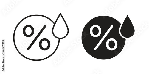 Humidity icons vector silhouette set. thin line icon pack.