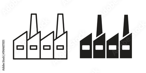 Industry icons vector silhouette set. thin line icon pack.