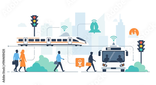 Intelligent Urban Transport System and Smart City Connectivity Concept