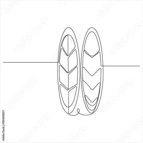 Surfing boards continuous one line drawing vector illustration