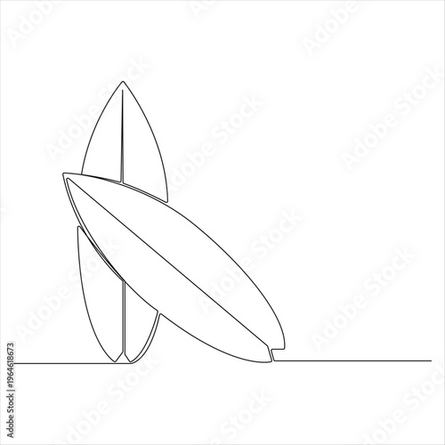 Surfing boards continuous one line drawing vector illustration