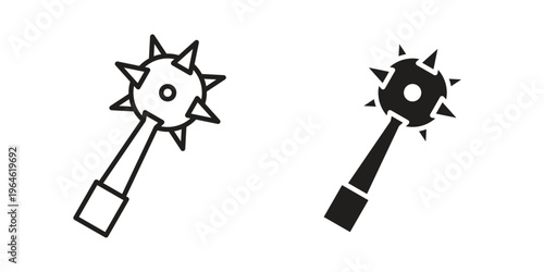 Mace icons vector silhouette set. thin line icon pack.