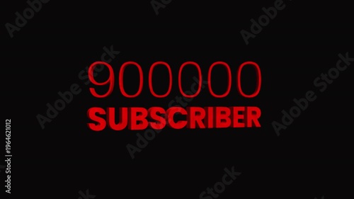 90000 Subscriber 3D Text Animation. Alpha matte with transparent background 4K resolution.