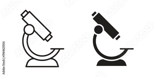 Microscope icons vector silhouette set. thin line icon pack.