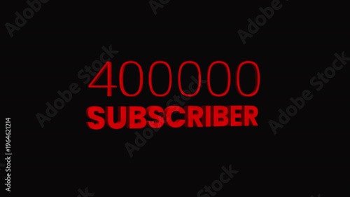 40000 Subscriber 3D Text Animation. Alpha matte with transparent background 4K resolution.