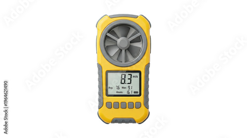 Digital anemometer wind speed meter hvac tool isolated on white