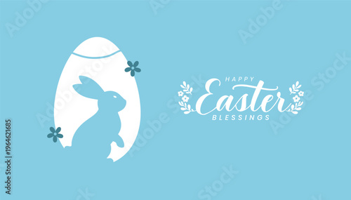 Minimal Easter Design with Bunny and Egg Silhouettes