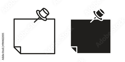 Note sticky icons vector silhouette set. thin line icon pack.