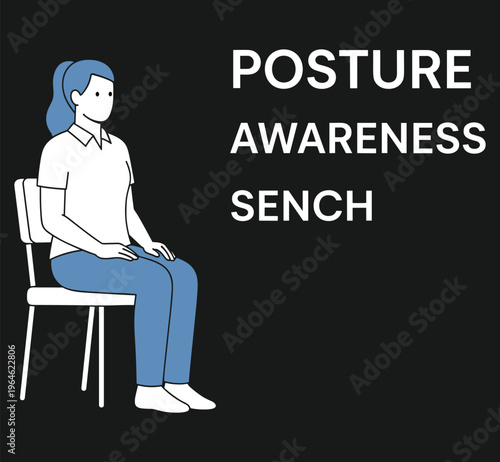 Woman sitting correctly on a chair illustrating good posture for back health awarenessWoman sitting correctly on a chair illustrating good posture for back health awareness